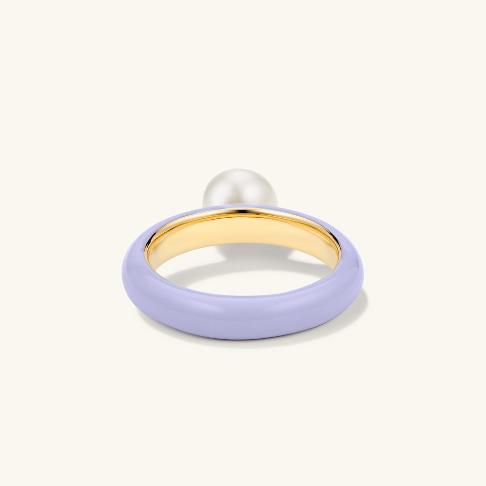 Mejuri Gumball Pearl Ring - Gold Vermeil, Lavender Enamel Canada Store