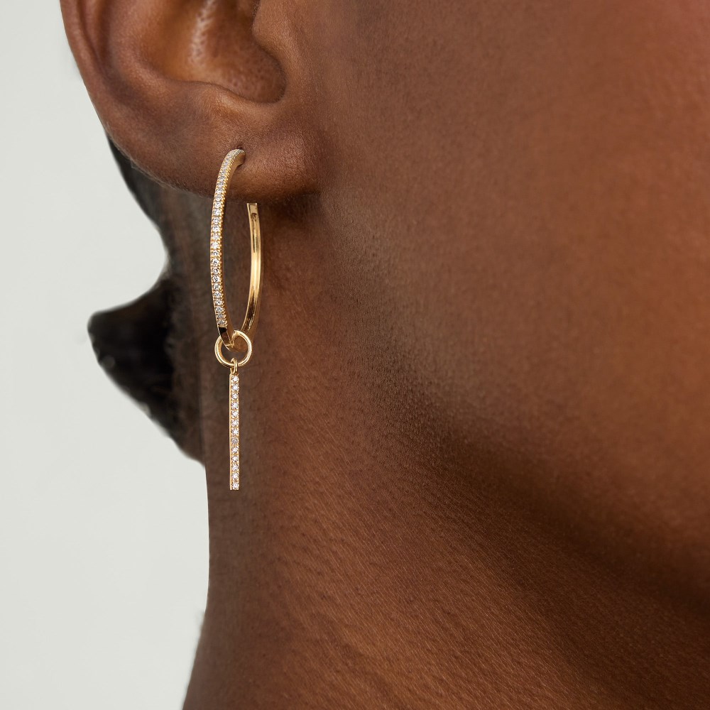 Mejuri Single Pavﾨﾦ Diamond Bar Hoop Charm - 14k Yellow Gold Canada Store