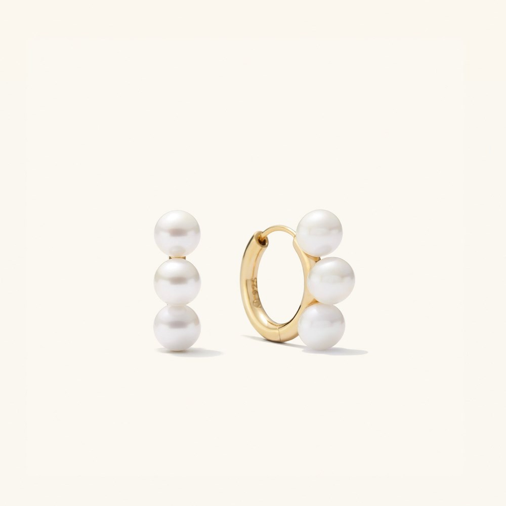 Mejuri Bold Pearl Trio Hoop Earrings - Gold Vermeil Canada Store