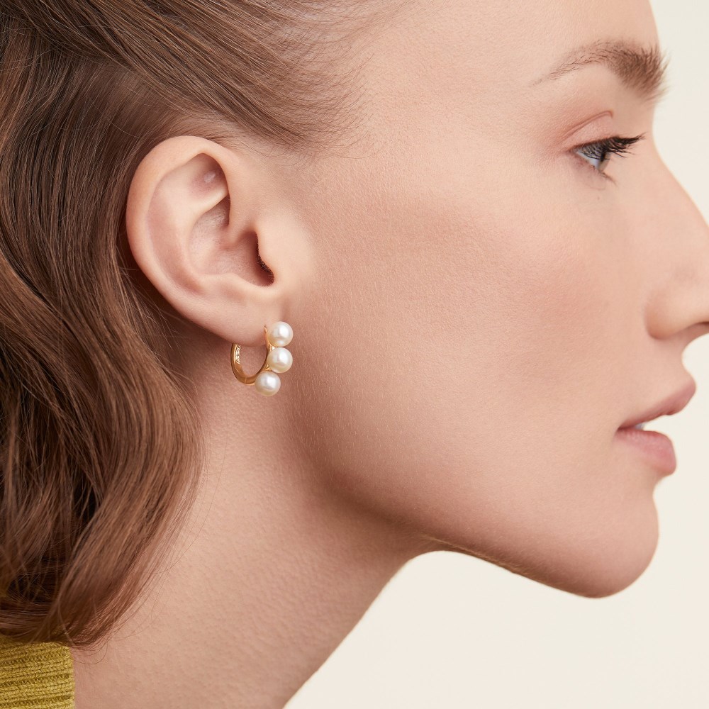 Mejuri Bold Pearl Trio Hoop Earrings - Gold Vermeil Canada Store