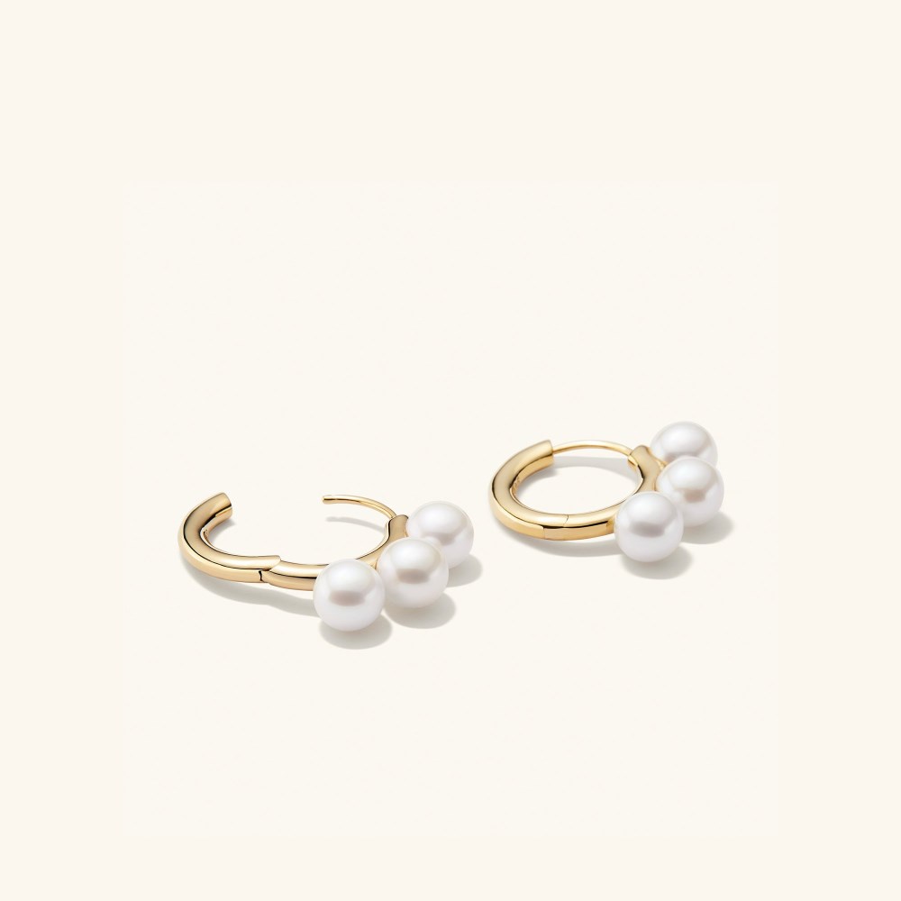 Mejuri Bold Pearl Trio Hoop Earrings - Gold Vermeil Canada Store