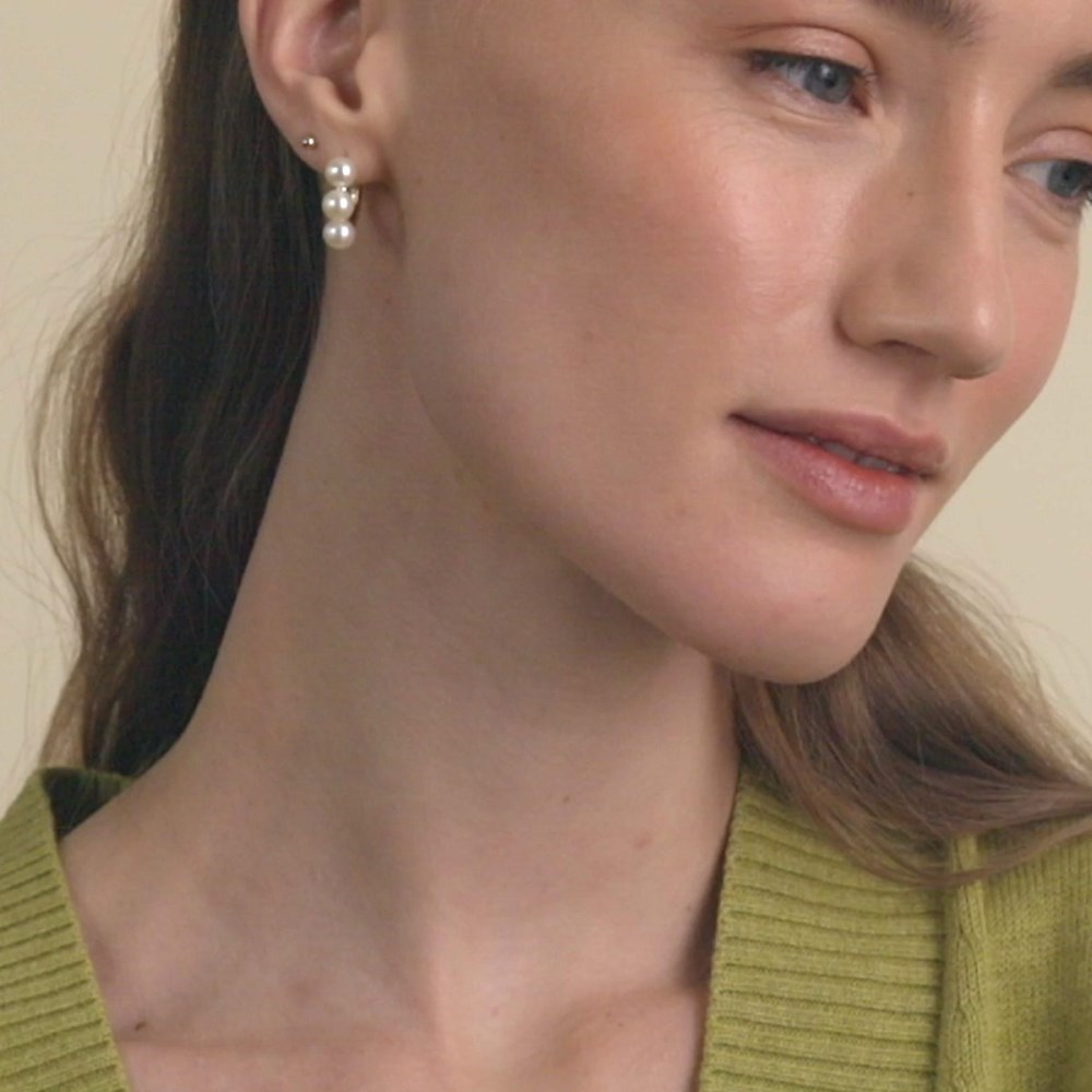 Mejuri Bold Pearl Trio Hoop Earrings - Gold Vermeil Canada Store
