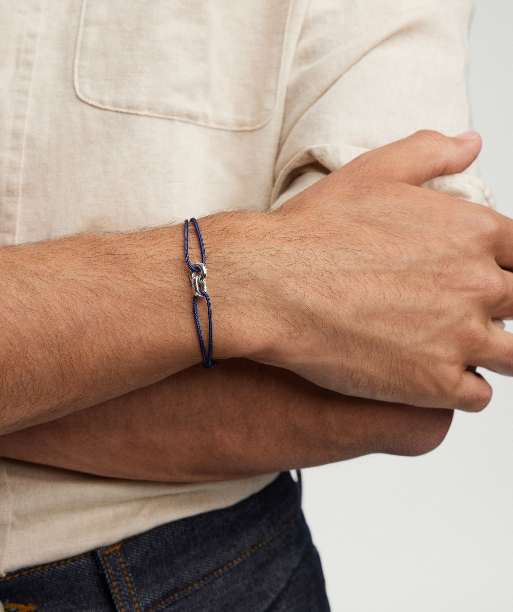Mejuri Linked Cord Bracelet - Sterling Silver, Blue Cord Canada Store