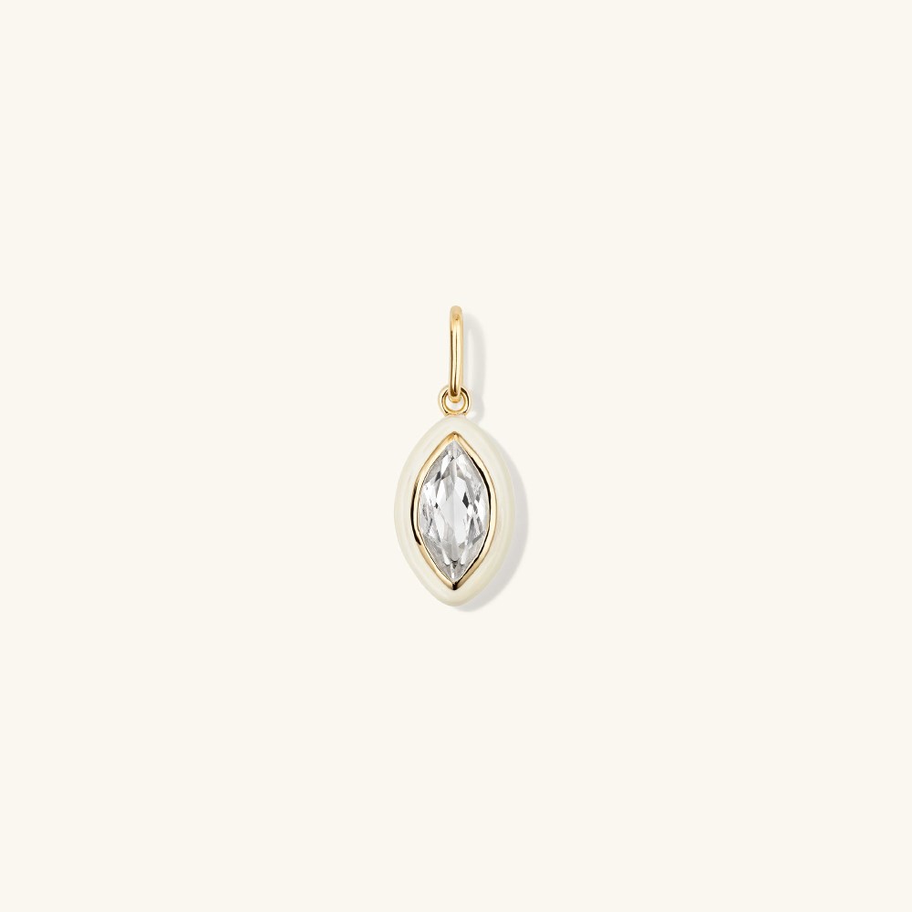 Mejuri Mosaic Enamel Marquise Pendant - Gold Vermeil, Cream Enamel Canada Store