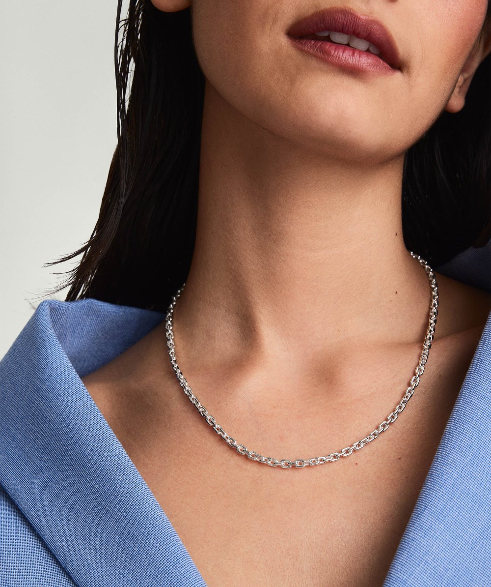 Mejuri Trace Rectangle Chain Necklace - Sterling Silver Canada Store