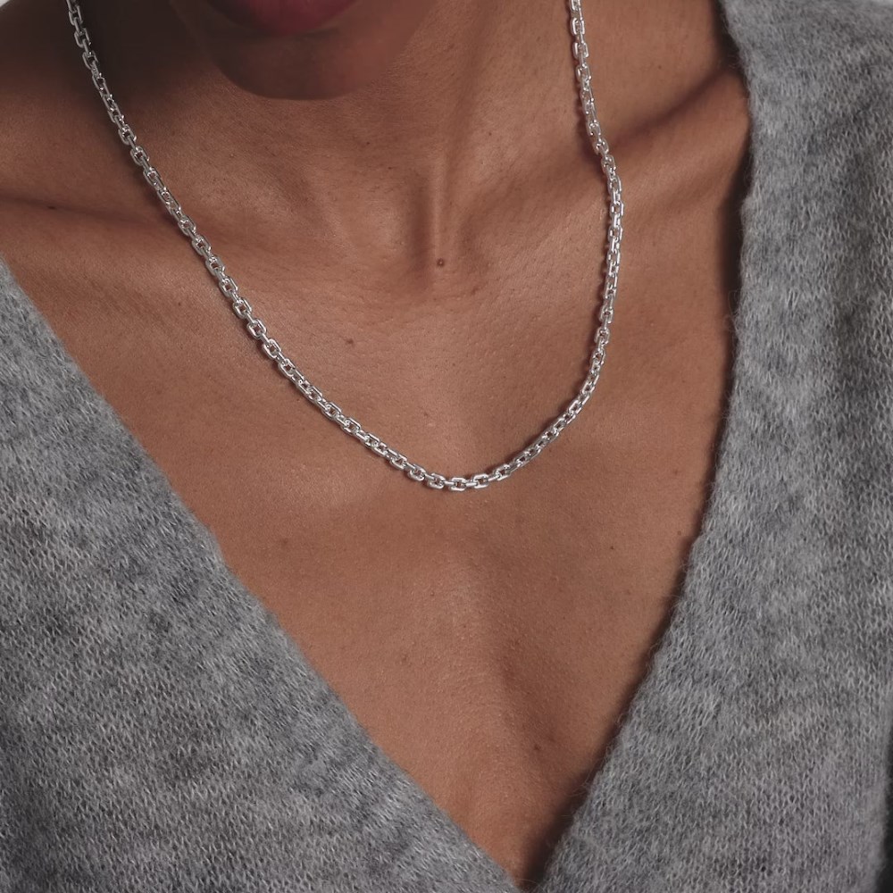 Mejuri Trace Rectangle Chain Necklace - Sterling Silver Canada Store