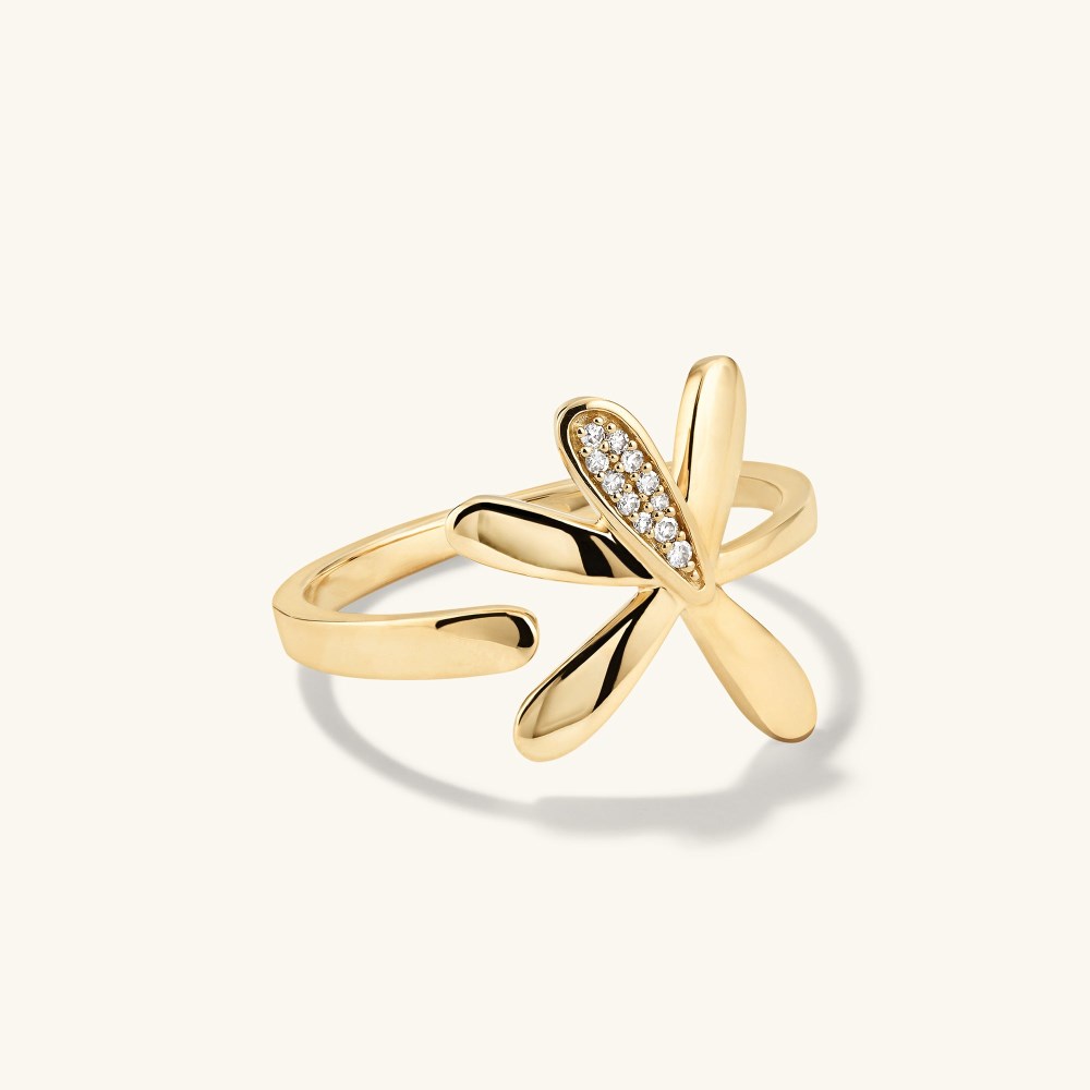 Mejuri Pressed Flower Pavﾨﾦ Diamond Wrap Ring - 14k Yellow Gold Canada Store