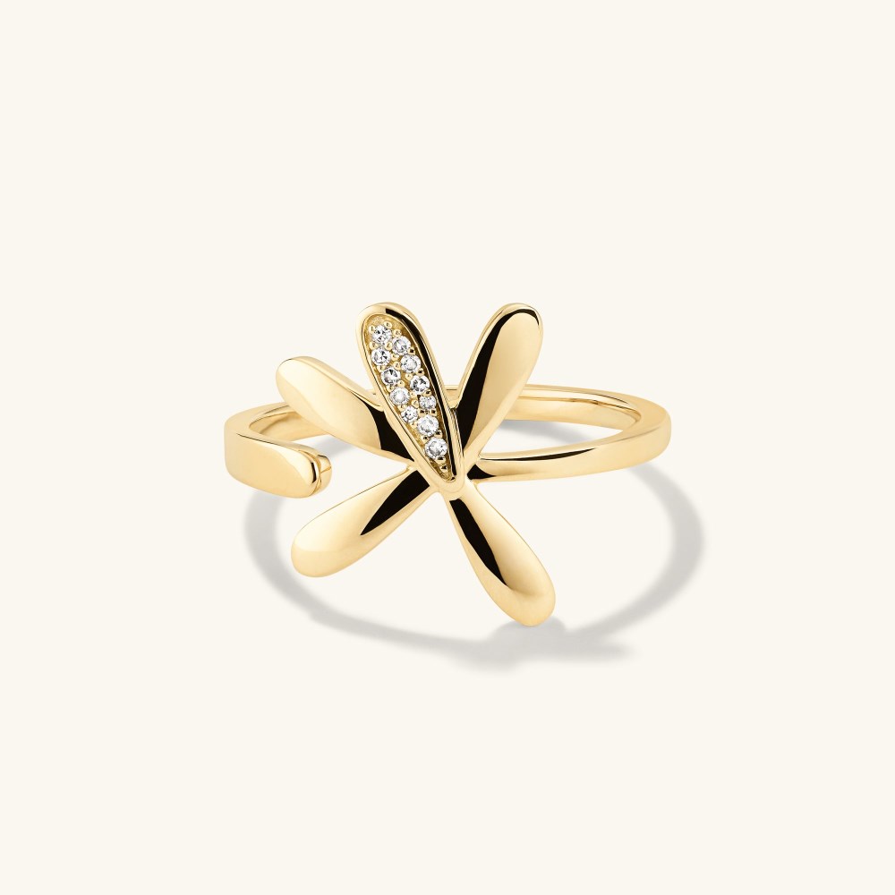 Mejuri Pressed Flower Pavﾨﾦ Diamond Wrap Ring - 14k Yellow Gold Canada Store