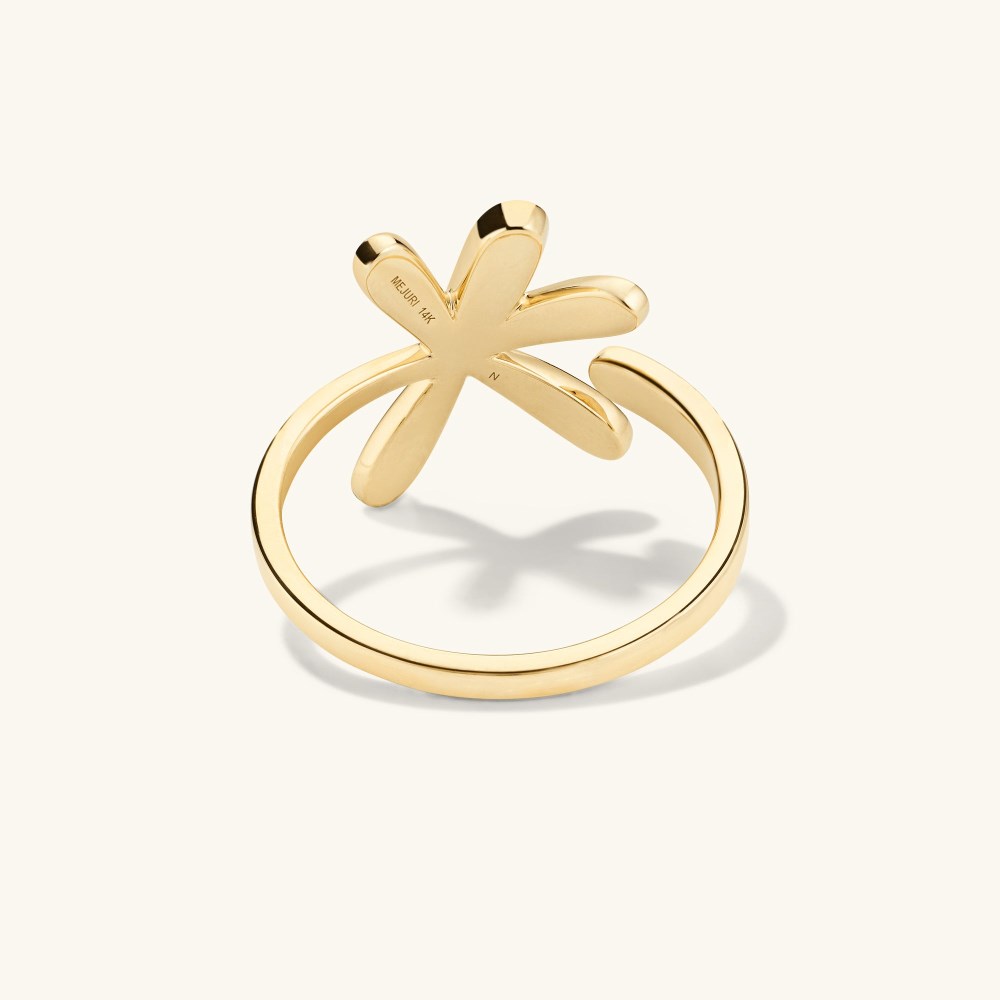 Mejuri Pressed Flower Pavﾨﾦ Diamond Wrap Ring - 14k Yellow Gold Canada Store