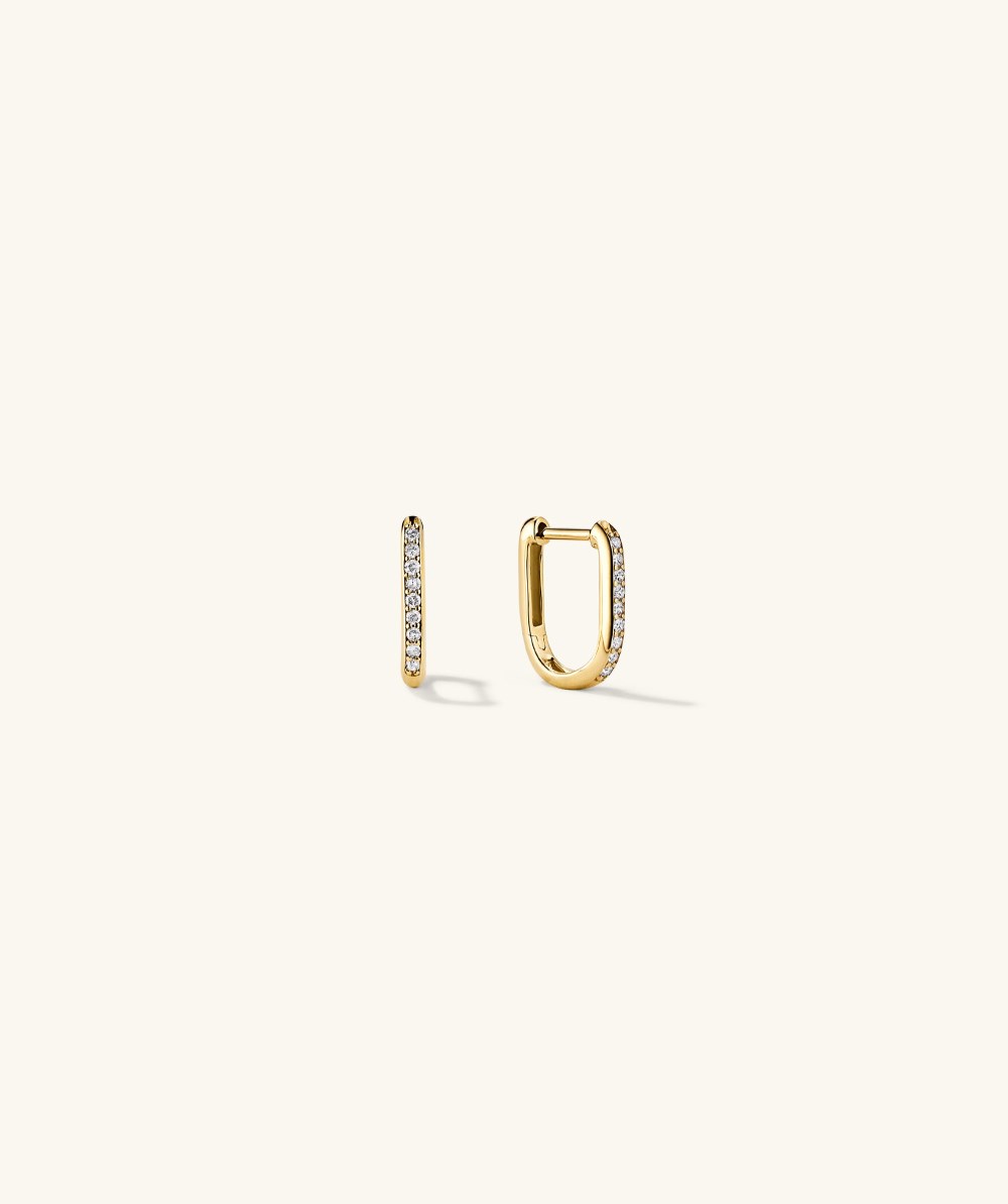Mejuri Pavﾨﾦ Diamond Huggie U Hoops - 14k Yellow Gold Canada Store