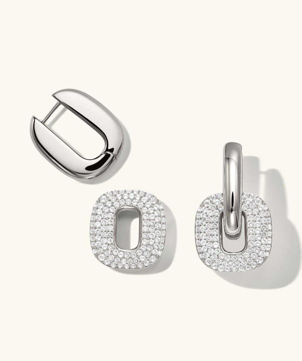 Mejuri Stevie Hoops - Sterling Silver, White Topaz Canada Store