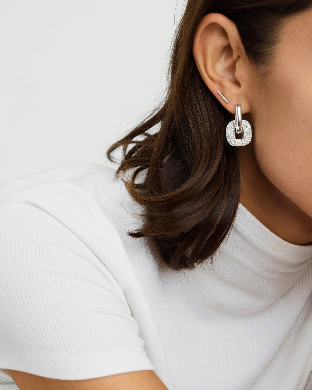 Mejuri Stevie Hoops - Sterling Silver, White Topaz Canada Store