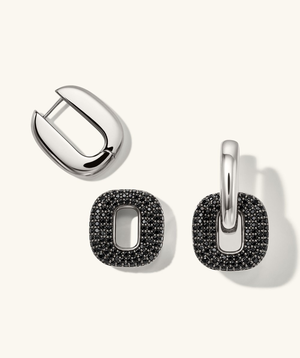 Mejuri Stevie Hoops - Sterling Silver, Black Spinel Canada Store