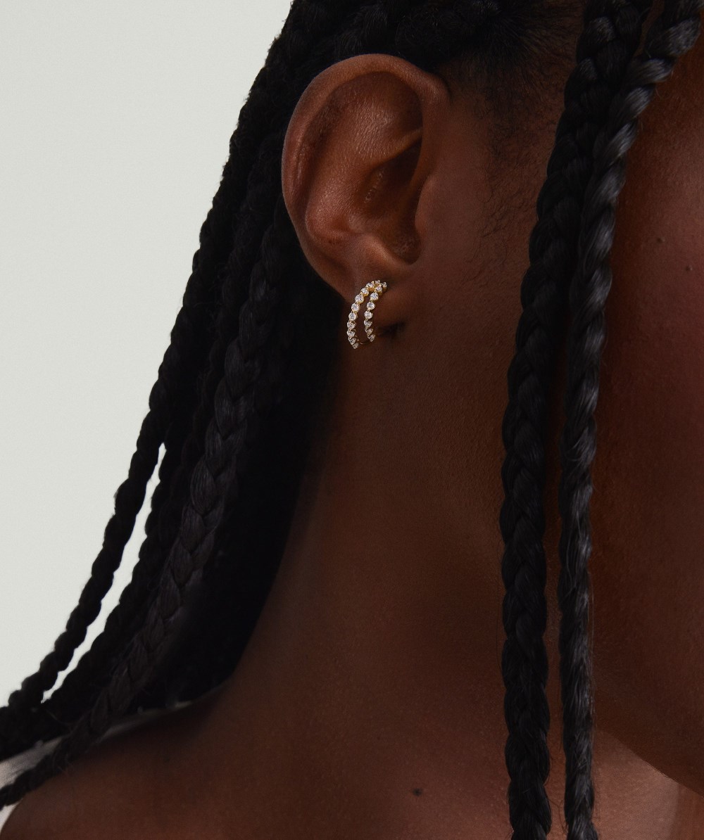 Mejuri Lace Diamond Duo Hoops - 14k Yellow Gold Canada Store
