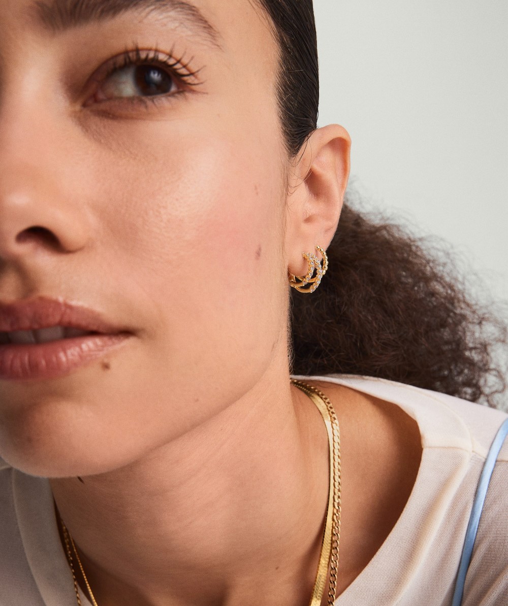 Mejuri Lace Diamond Duo Hoops - 14k Yellow Gold Canada Store