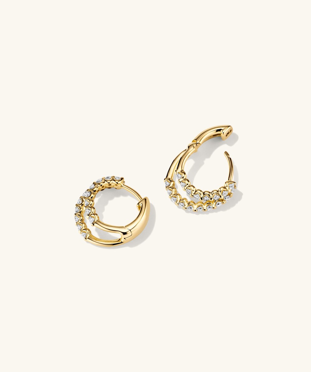 Mejuri Lace Diamond Duo Hoops - 14k Yellow Gold Canada Store