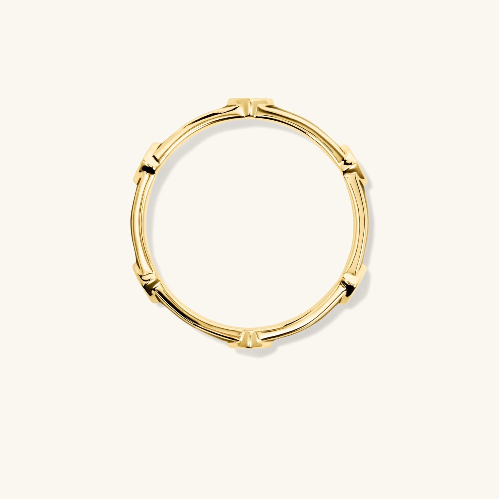 Mejuri Angled Diamond Station Enamel Ring - 14k Yellow Gold, White Enamel Canada Store