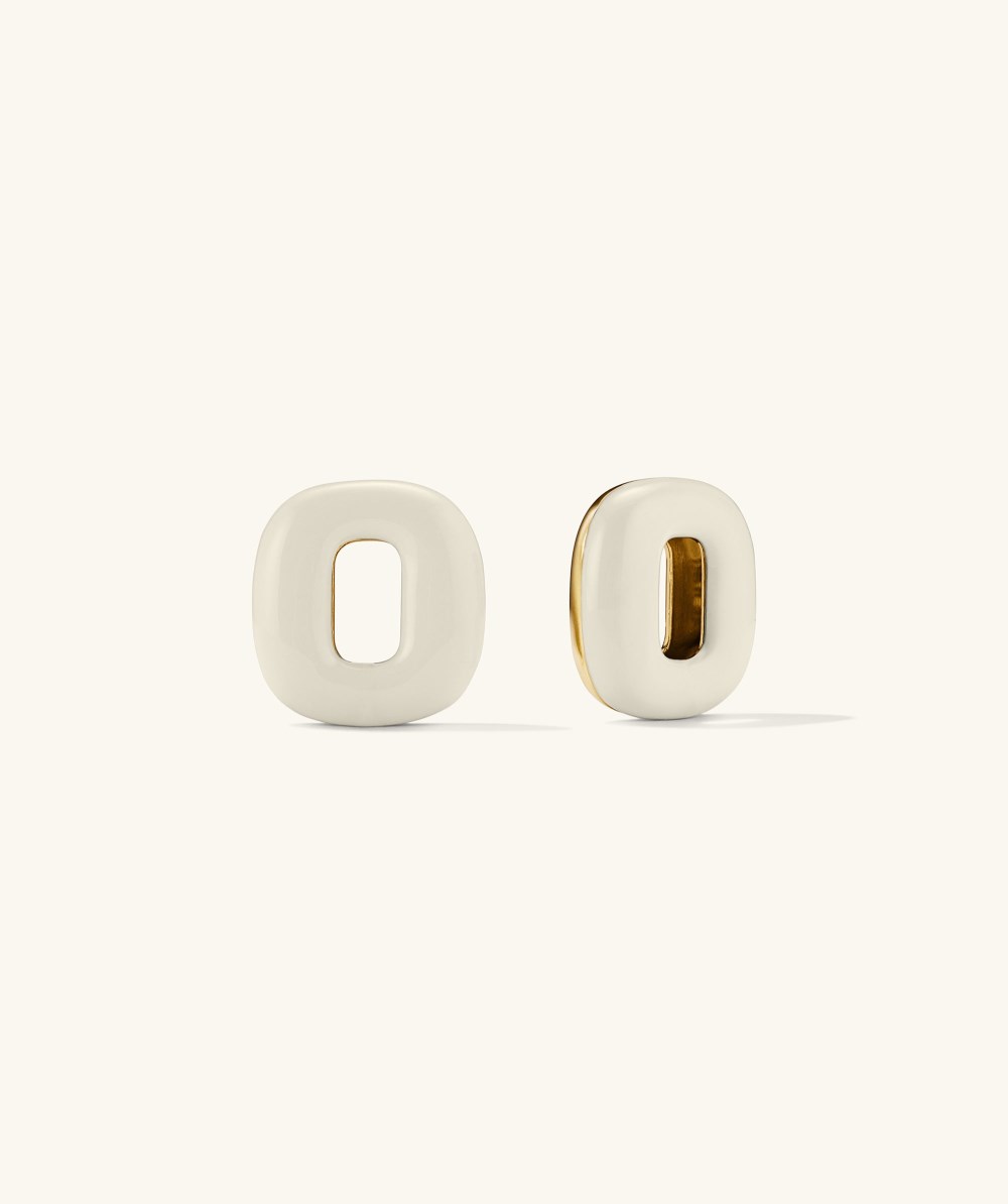 Mejuri Stevie Hoop Links - Gold Vermeil, Cream Enamel Canada Store