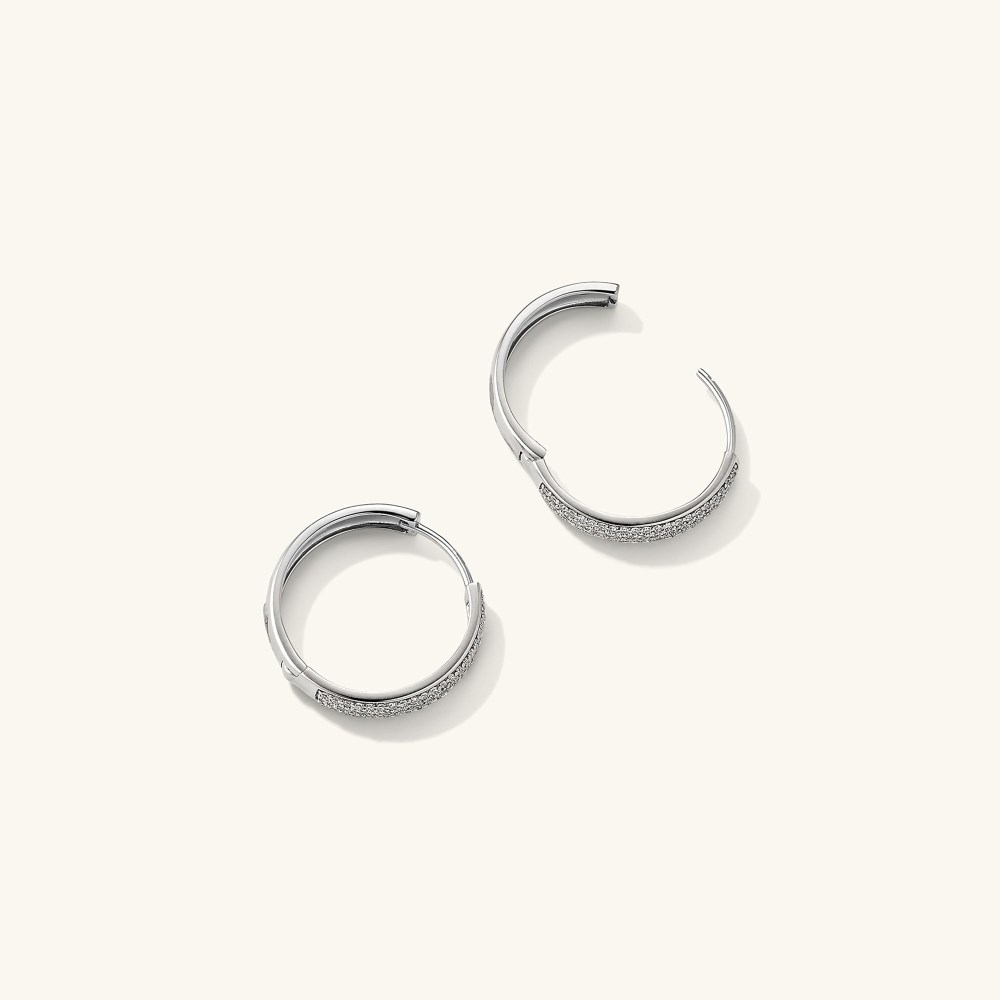 Mejuri Bold Pavﾨﾦ Diamond Medium Hoops - 14k White Gold Canada Store