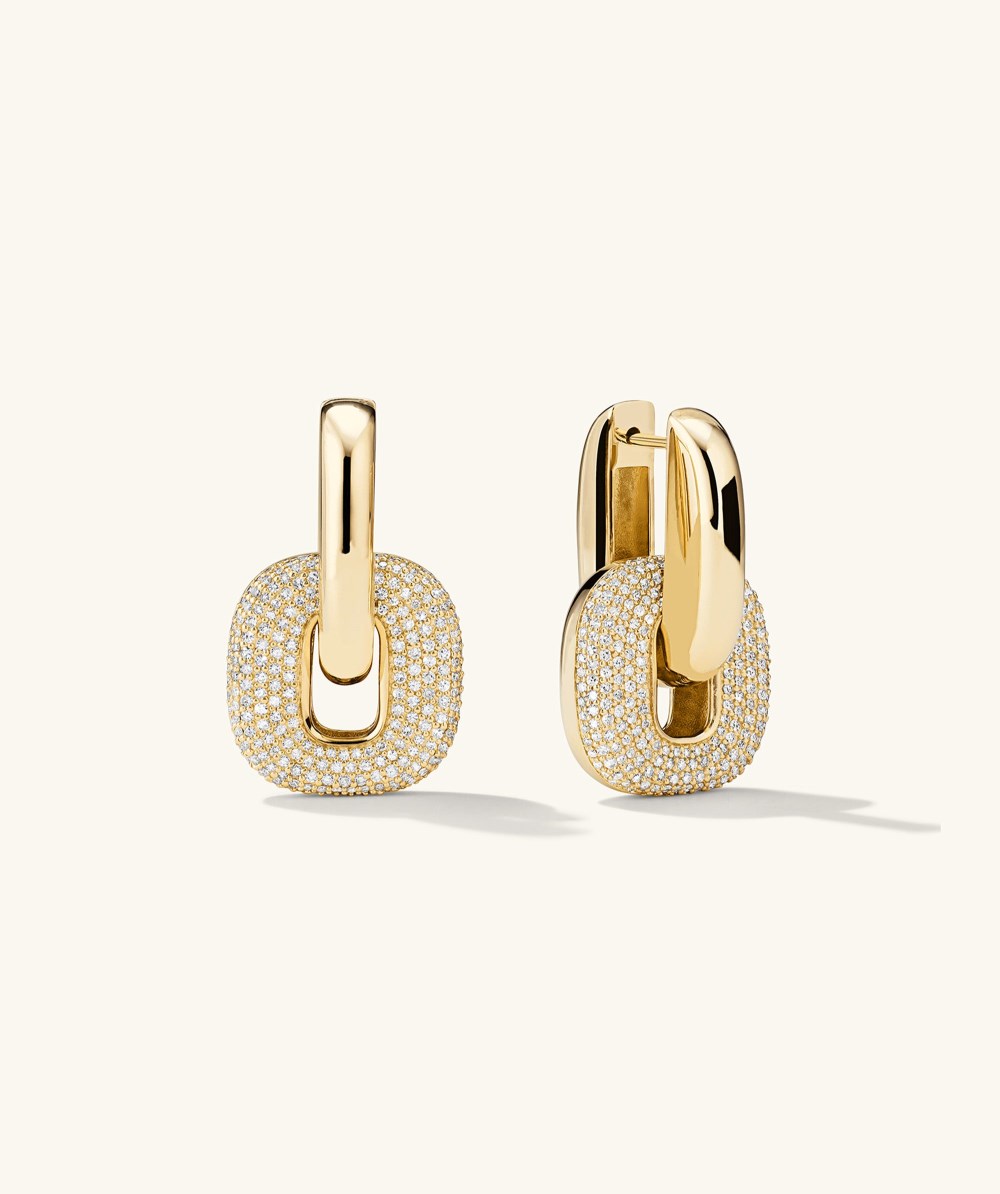 Mejuri Pavﾨﾦ Diamond Stevie Hoops - 14k Yellow Gold Canada Store
