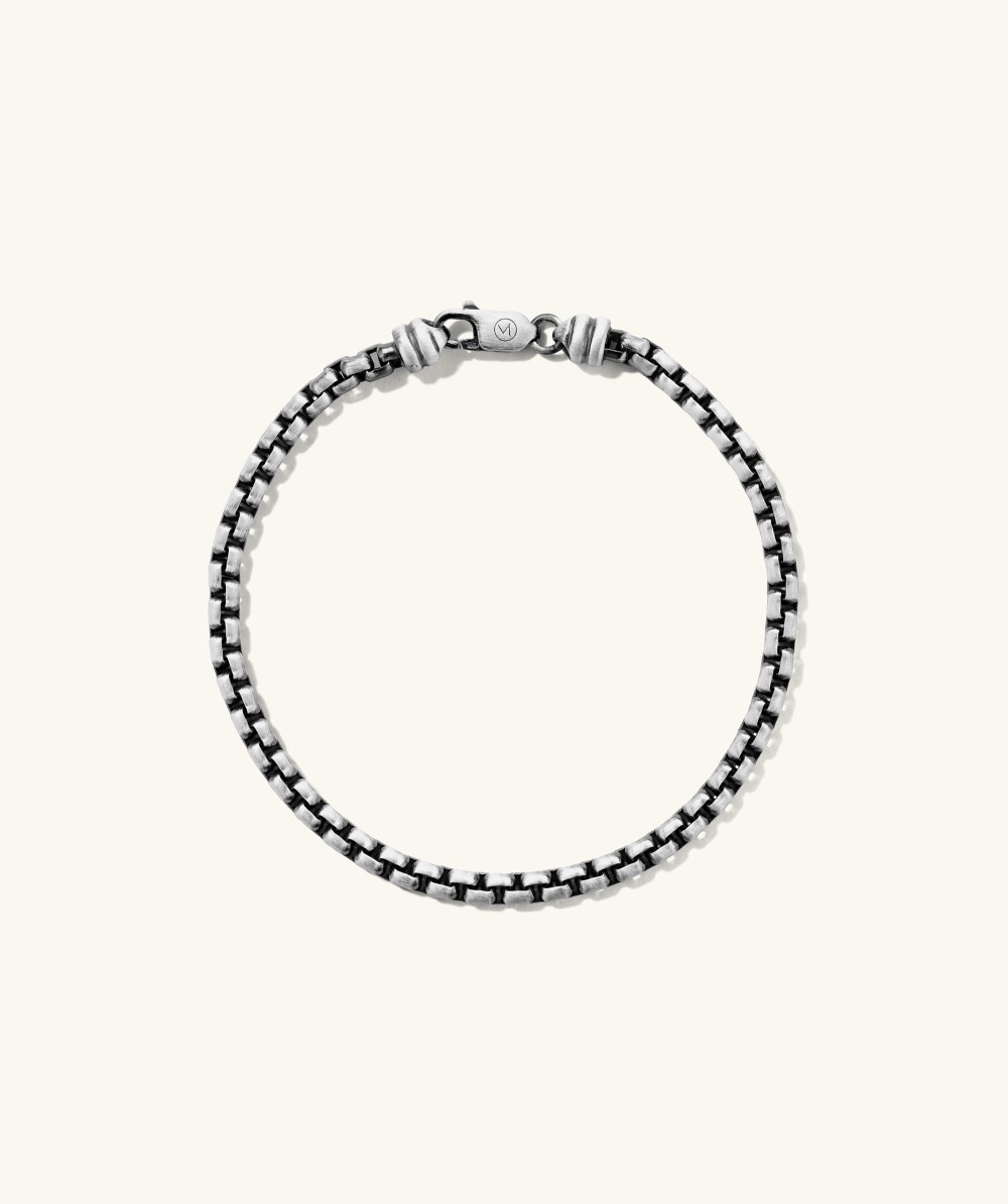 Mejuri Round Box Chain Bracelet - Oxidized Sterling Silver Canada Store