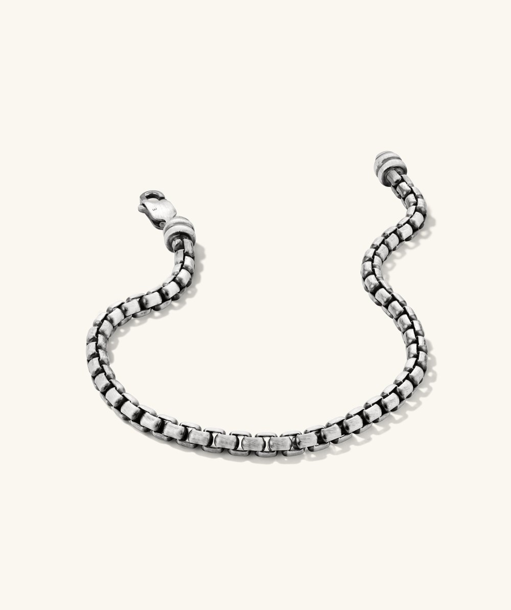 Mejuri Round Box Chain Bracelet - Oxidized Sterling Silver Canada Store