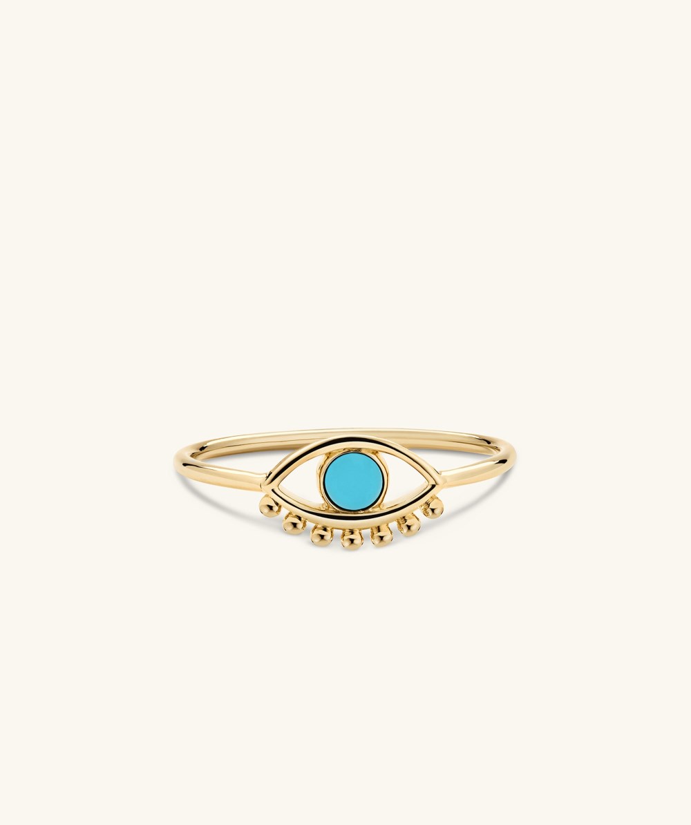 Mejuri Evil Eye Turquoise Ring - 14k Yellow Gold Canada Store