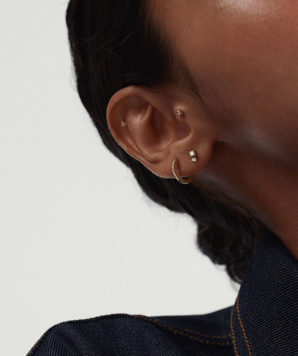 Mejuri Piercing Studio - Diamond Droplet Stud - 14k Yellow Gold Canada Store