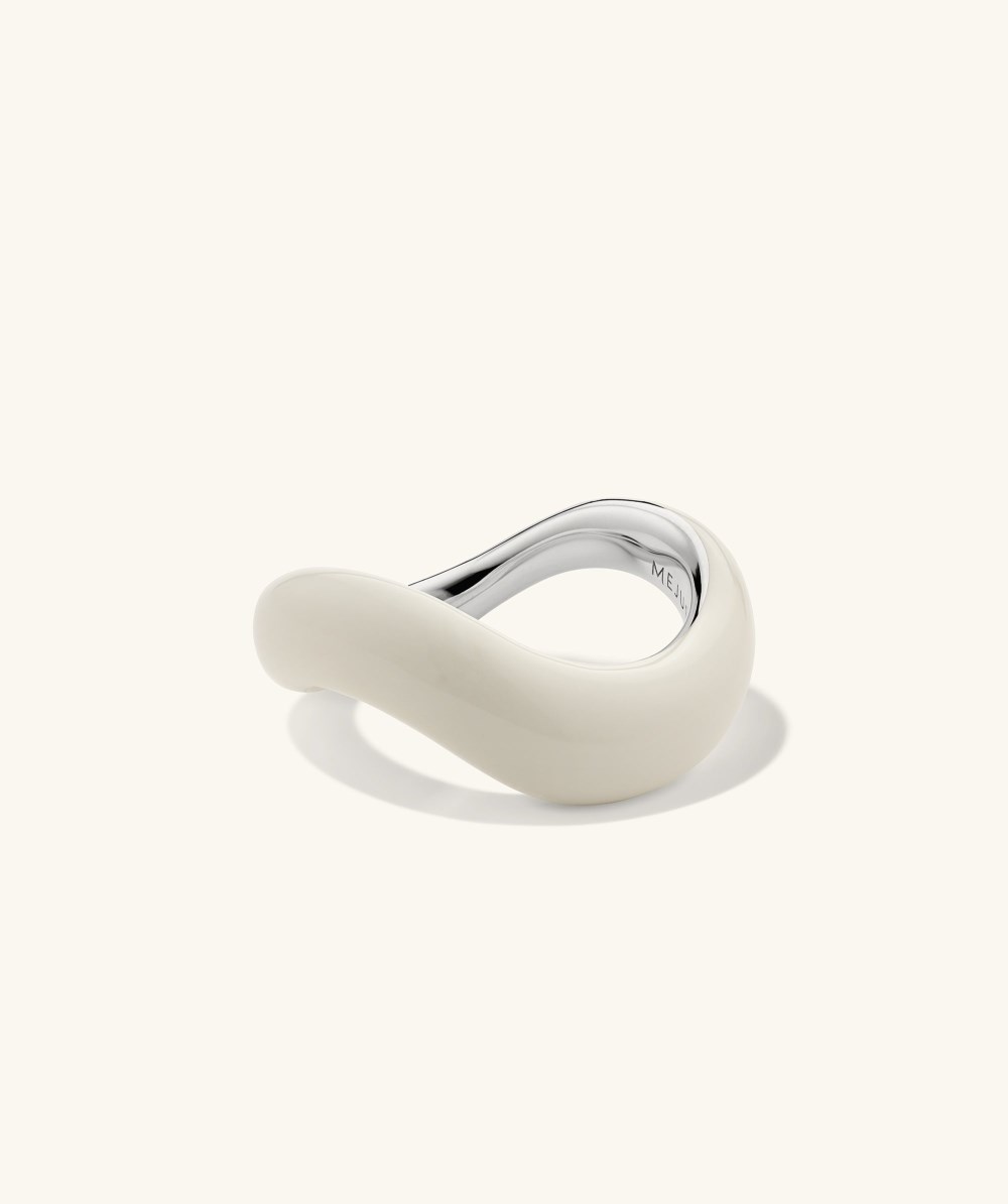 Mejuri D?me Figure Ring - Sterling Silver, Cream Enamel Canada Store