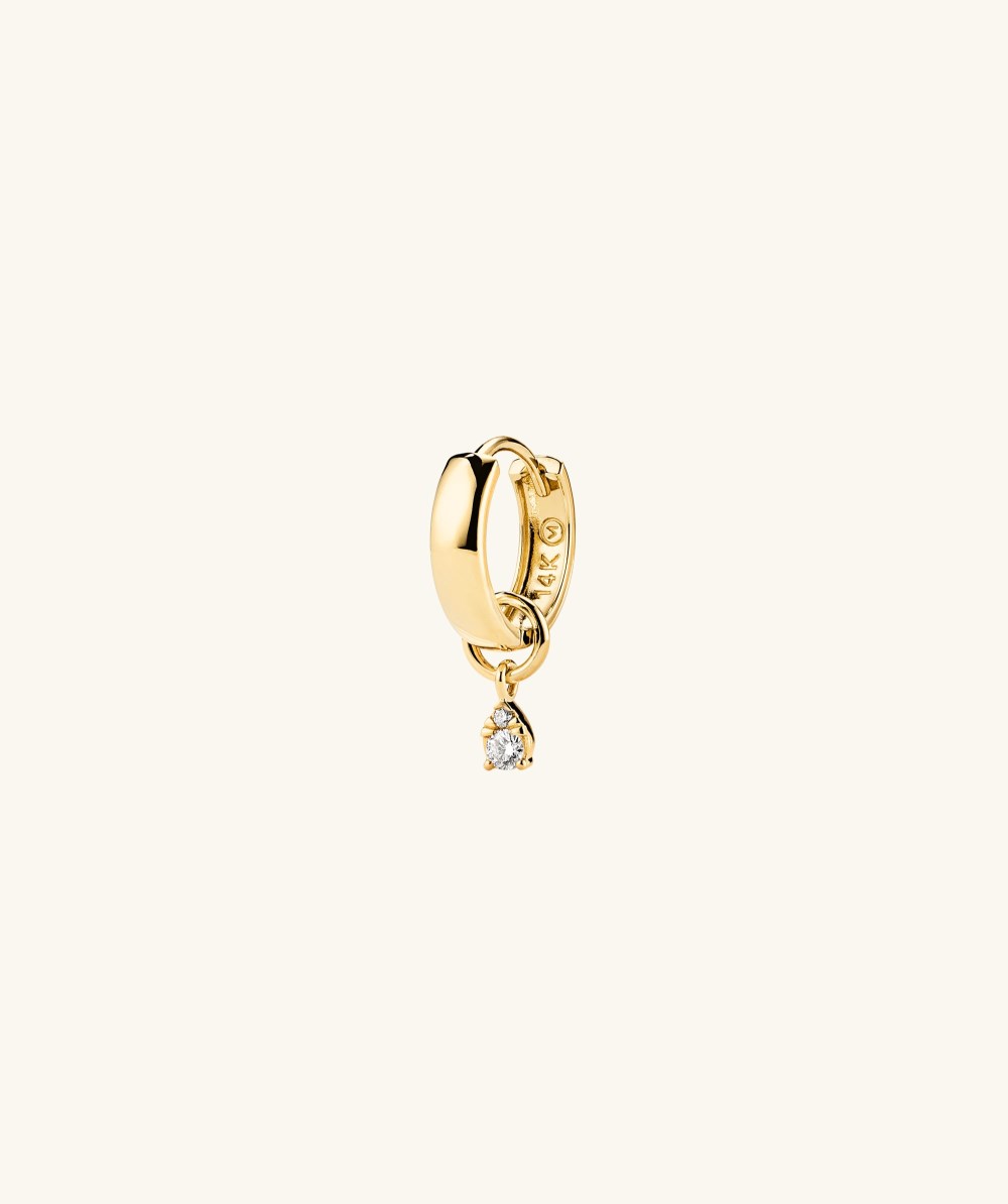 Mejuri Mini Pear Diamond Hoop Charm - 14k Yellow Gold Canada Store