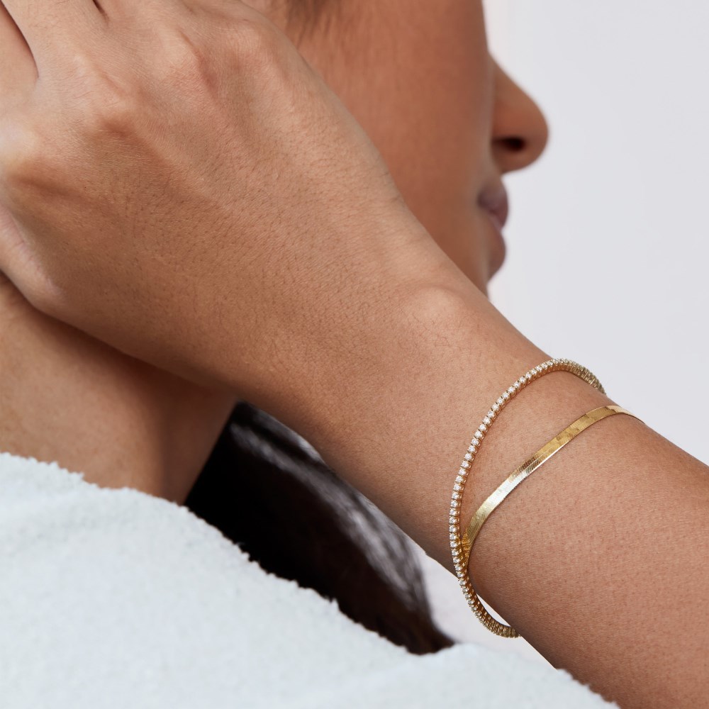 Mejuri Diamond Tennis Bracelet 1.3mm - 14k Yellow Gold Canada Store