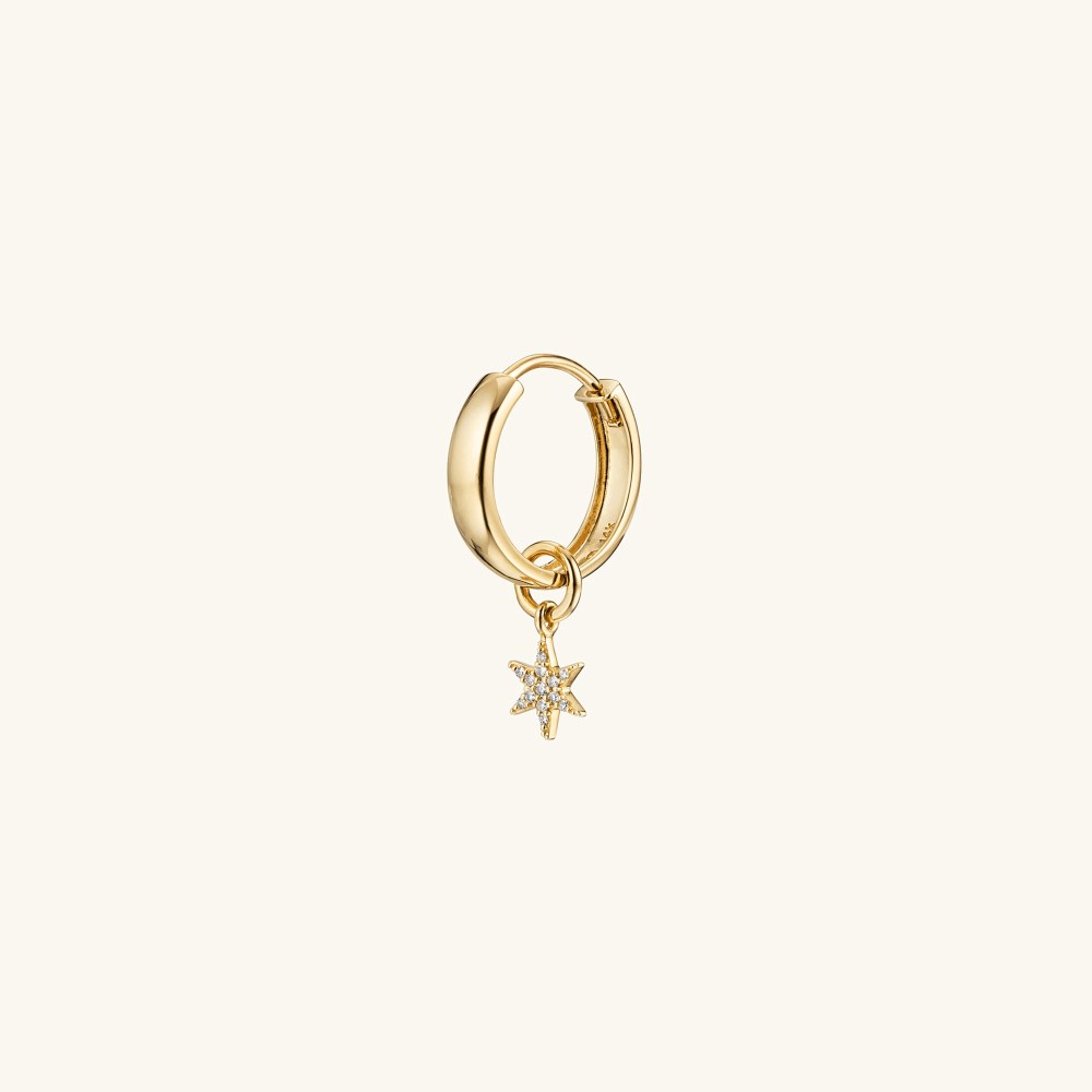 Mejuri Single Pavﾨﾦ Diamond Star Hoop Charm - 14k Yellow Gold Canada Store