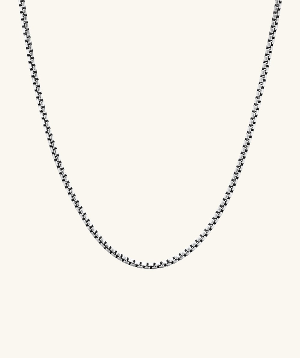 Mejuri Round Box Chain Necklace - Oxidized Sterling Silver Canada Store