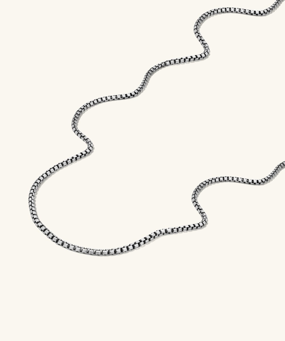 Mejuri Round Box Chain Necklace - Oxidized Sterling Silver Canada Store