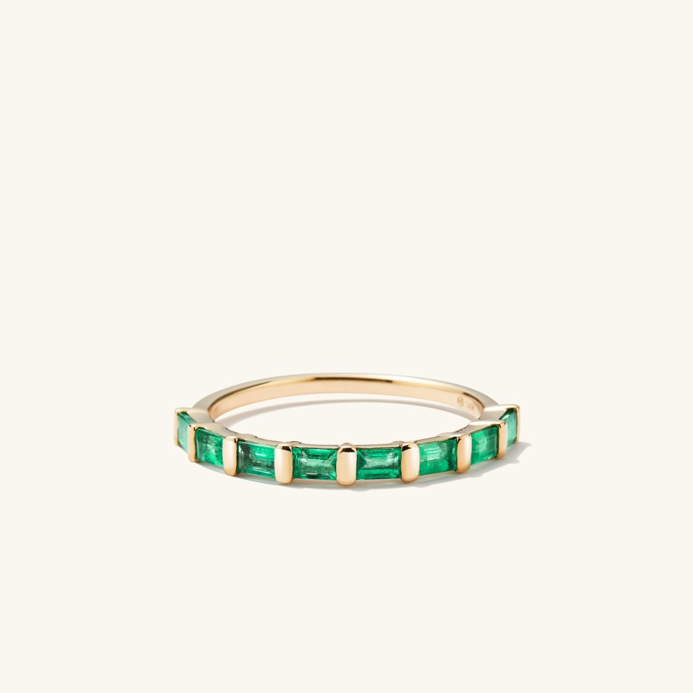 Mejuri Baguette Emerald Half Eternity Band - 14k Yellow Gold Canada Store