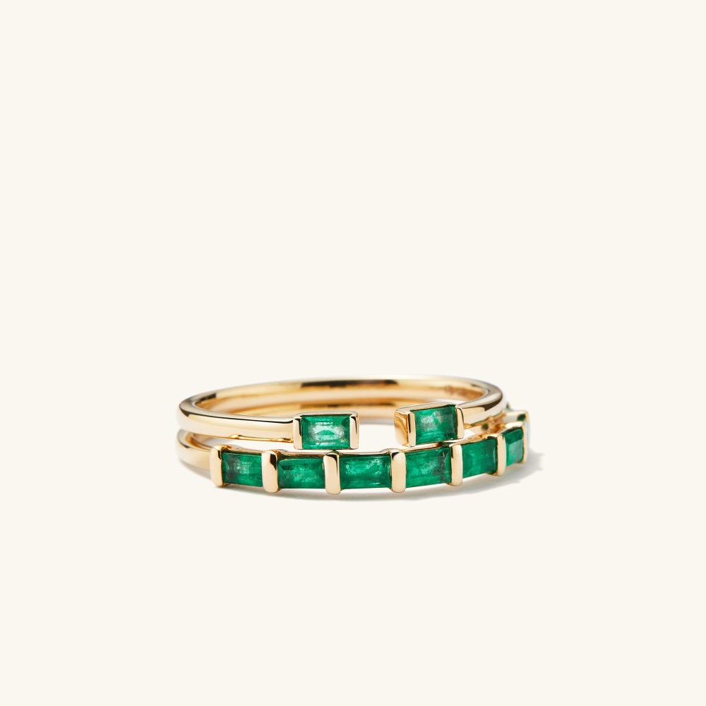 Mejuri Baguette Emerald Half Eternity Band - 14k Yellow Gold Canada Store