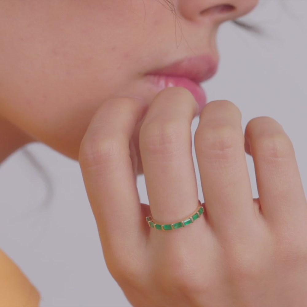 Mejuri Baguette Emerald Half Eternity Band - 14k Yellow Gold Canada Store