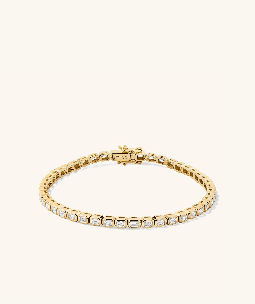 Mejuri Lab Grown Diamond Emerald Cut Bezel Tennis Bracelet - 14k Yellow Gold Canada Store
