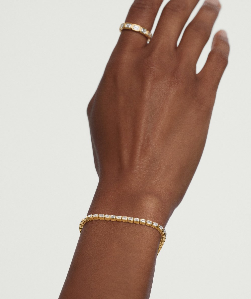 Mejuri Lab Grown Diamond Emerald Cut Bezel Tennis Bracelet - 14k Yellow Gold Canada Store
