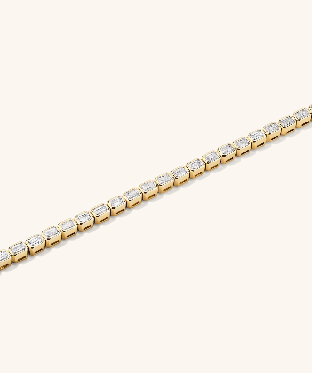 Mejuri Lab Grown Diamond Emerald Cut Bezel Tennis Bracelet - 14k Yellow Gold Canada Store
