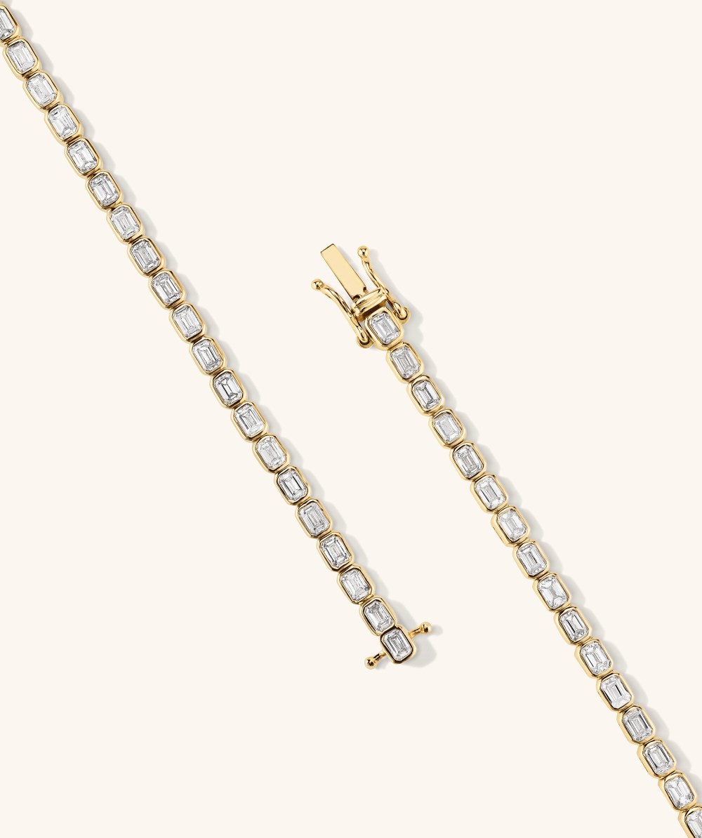 Mejuri Lab Grown Diamond Emerald Cut Bezel Tennis Bracelet - 14k Yellow Gold Canada Store