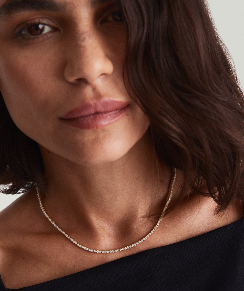 Mejuri Diamond Tennis Necklace 1.8mm - 14k Yellow Gold Canada Store