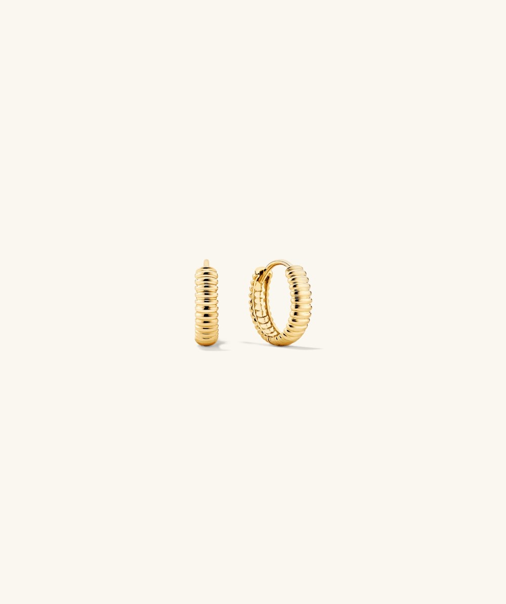 Mejuri Bold Texture Huggie Hoops - 14k Yellow Salmon Gold Canada Store