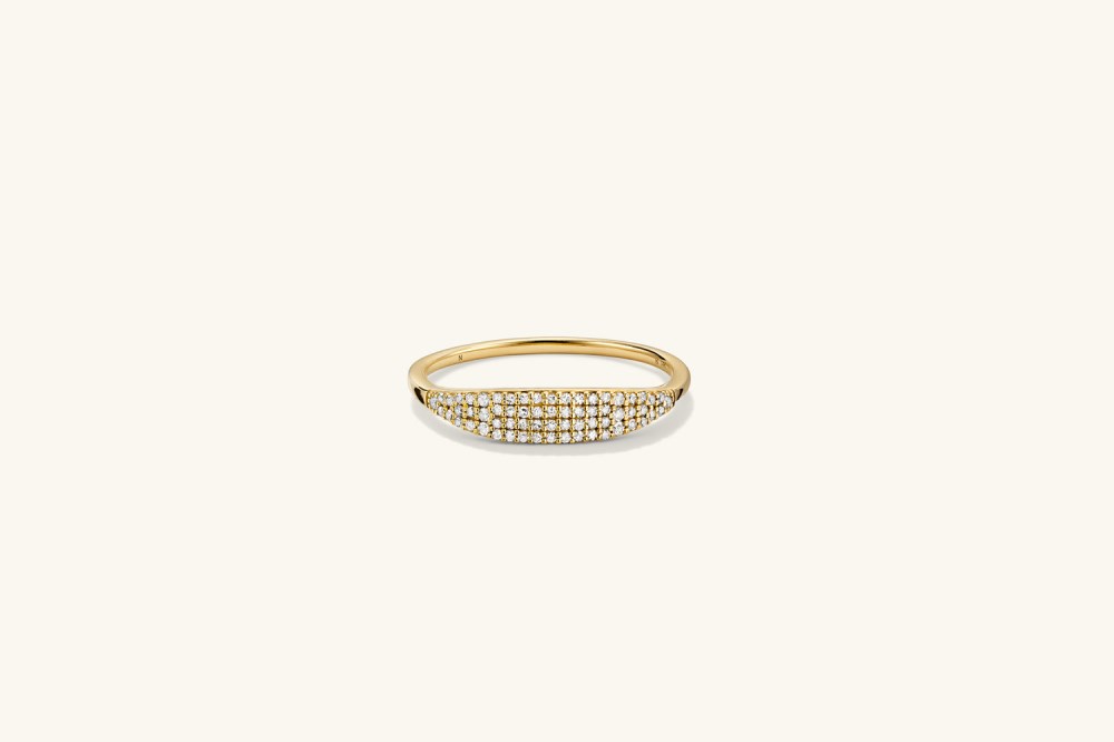 Mejuri Pavﾨﾦ Diamond Slim Signet - 14k Yellow Gold Canada Store