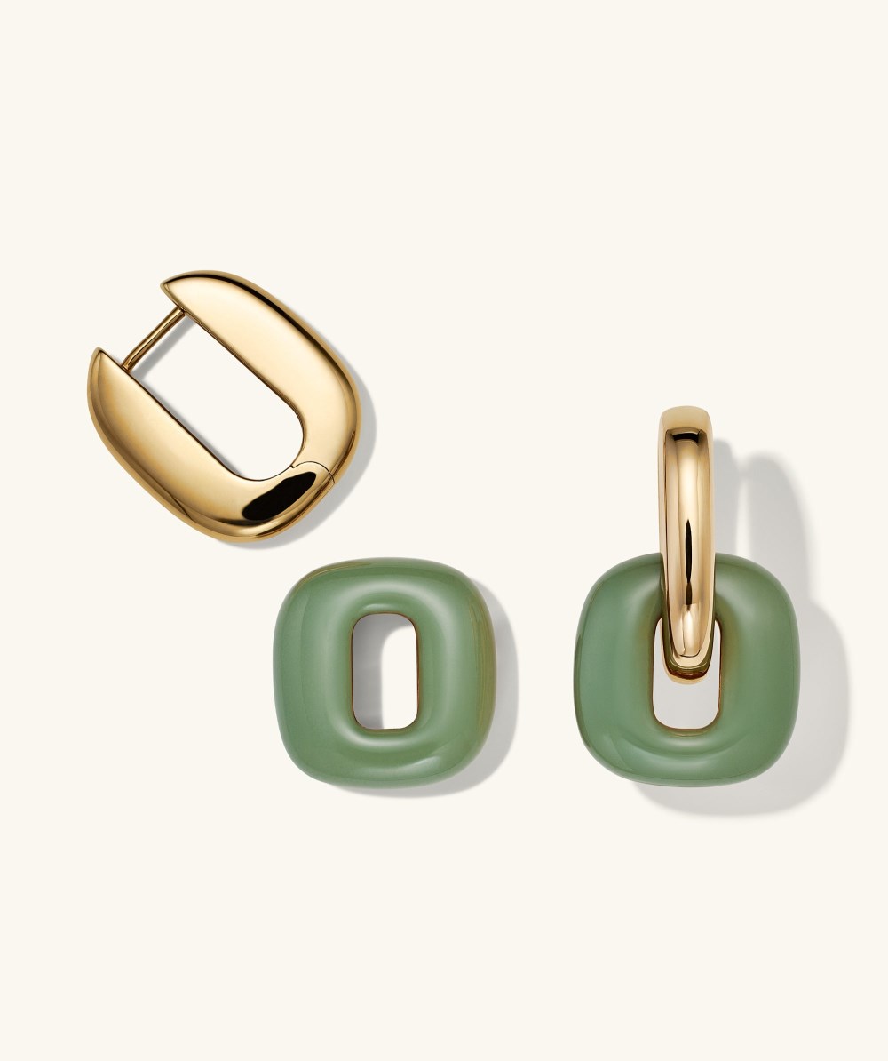 Mejuri Stevie Hoops - Gold Vermeil, Pistachio Enamel Canada Store
