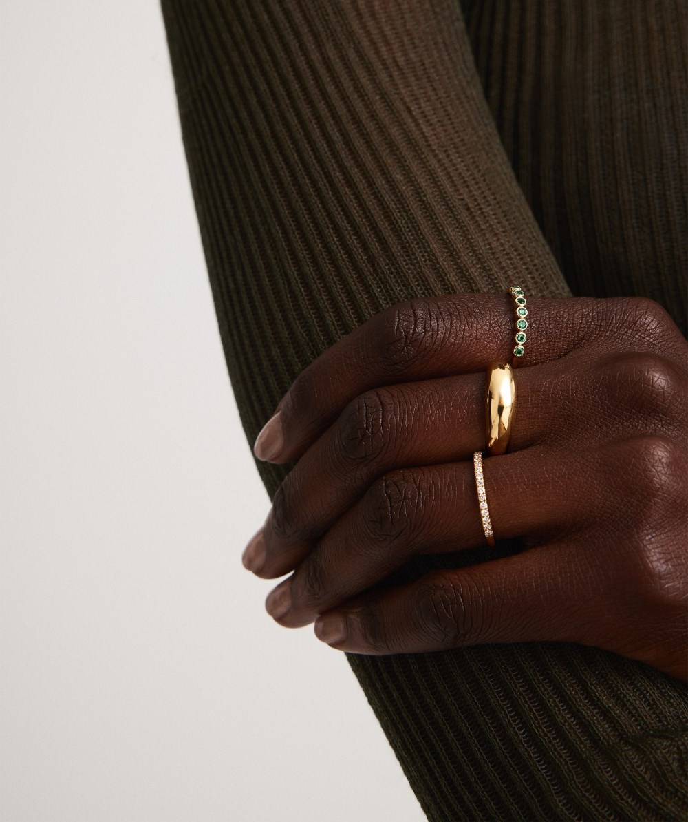 Mejuri Bezel Emerald Half Eternity Band - 14k Yellow Gold Canada Store