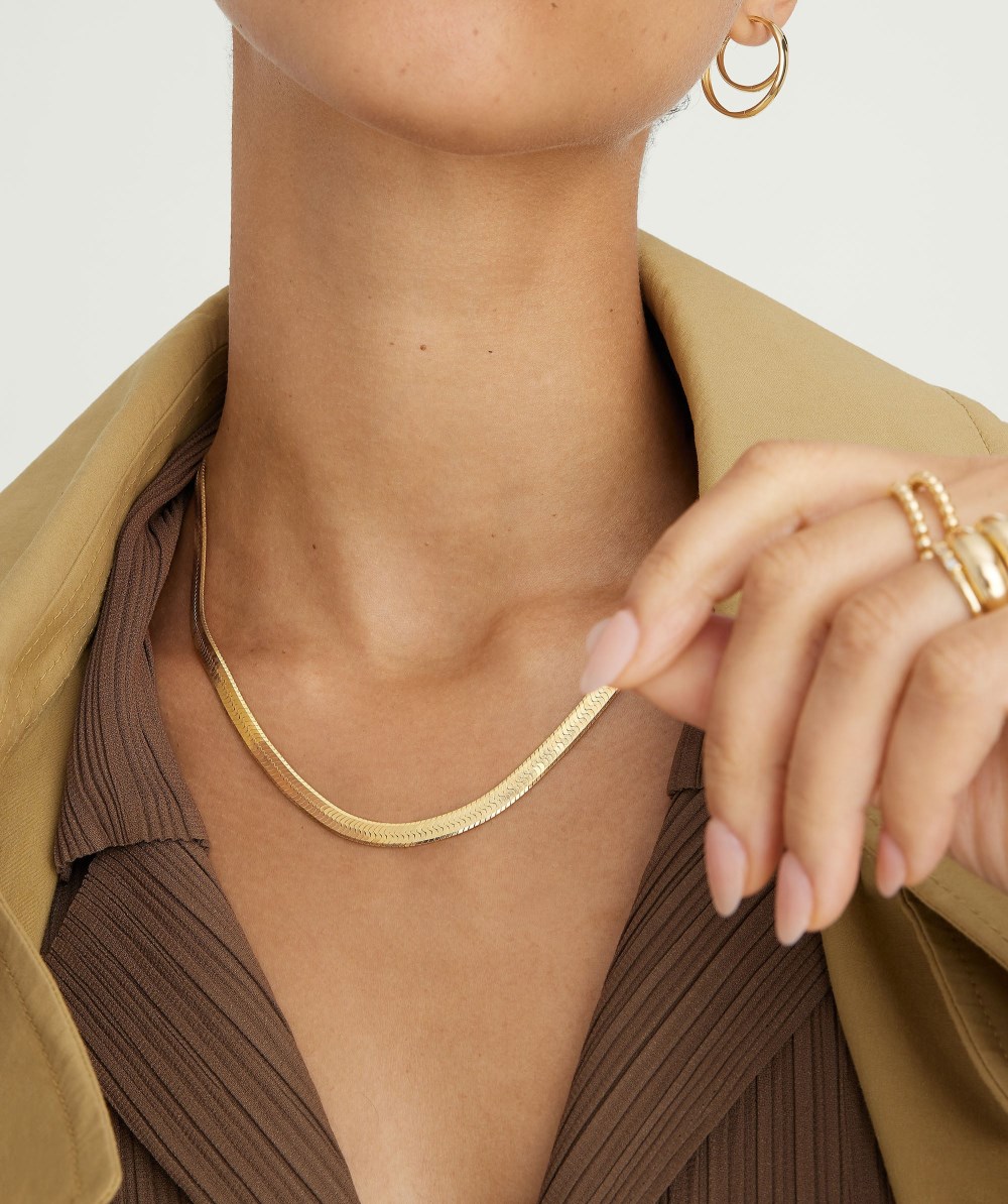 Mejuri Bold Herringbone Chain Necklace - Gold Vermeil Canada Store