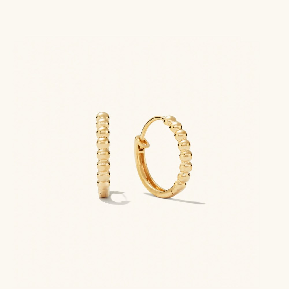 Mejuri Beaded Small Hoops - 14k Yellow Gold Canada Store