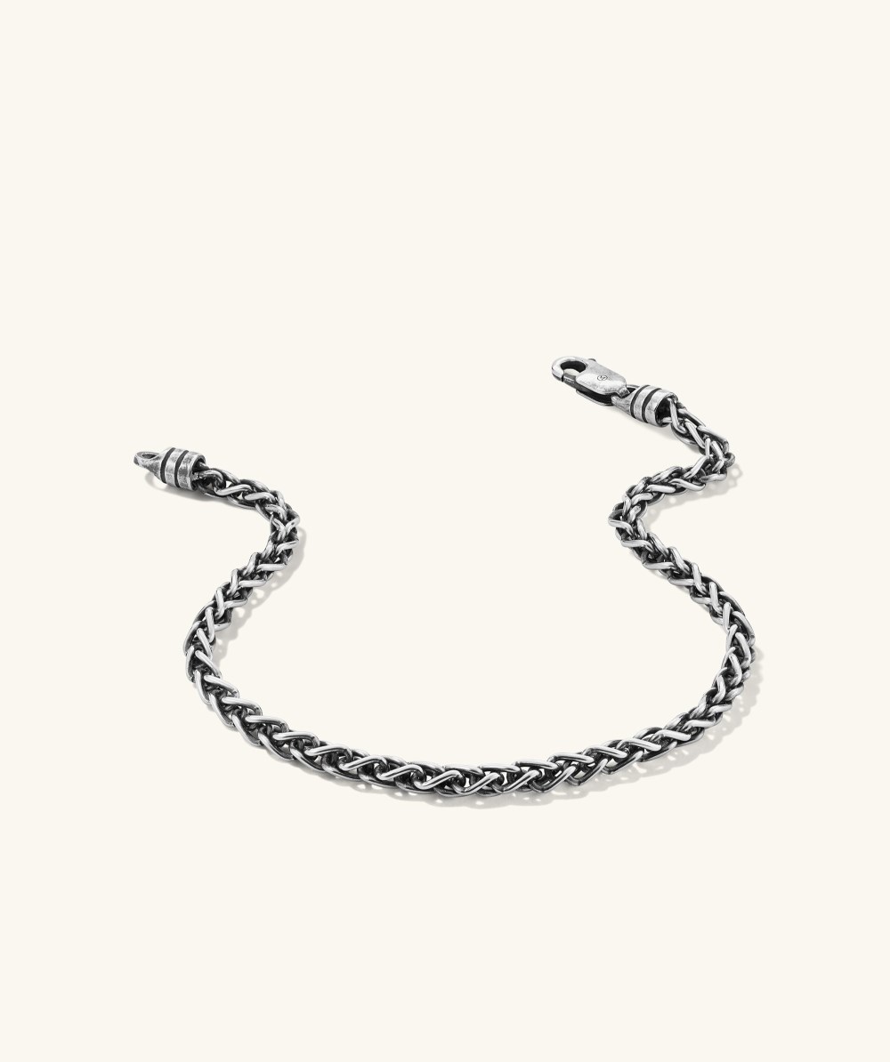 Mejuri 3.3mm Wheat Chain Bracelet - Oxidized Sterling Silver Canada Store