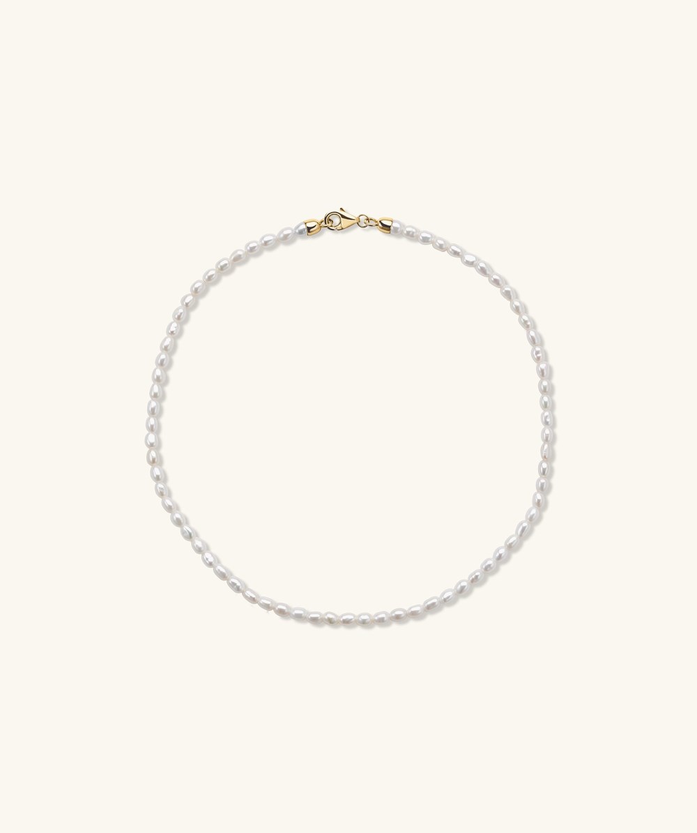 Mejuri Micro Pearl Anklet - 14k Yellow Gold Canada Store